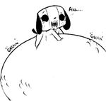  ... abdominal_bulge anthro belly big_belly blush button_(disambiguation) canine console digestion dog drooling english_text female girly mammal monochrome nintendo nintendo_switch oral_vore saliva solo spaghettiz switch switch_dog teeth text throat tongue video_games vore 