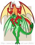  anthro carrying dragon dtalvi duo featureless_crotch horn male nude open_mouth piggyback standing wings 