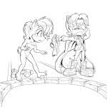 4_toes 5_fingers absurd_res anthro archie_comics black_and_white bottomless bottomless_male breasts brown_body brown_fur chipmunk clothed clothed/nude clothed_male clothing duo duo_focus elias_acorn embarrassed eulipotyphlan featureless_breasts featureless_crotch feet female fingers fur glitcher ground_squirrel group hedgehog hi_res line_art male mammal memories monochrome nude rodent sally_acorn sciurid sega sonic_the_hedgehog sonic_the_hedgehog_(archie) sonic_the_hedgehog_(comics) sonic_the_hedgehog_(series) swimming_pool toes topwear translucent tree_squirrel vest water