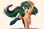  cutie_mark equine eyelashes fan_character female feral fur green_eyes green_hair hair hooves mammal membranous_wings my_little_pony ncmares simple_background smile solo tan_fur white_background wings 