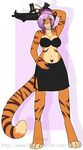  anthro breasts clothed clothing dtalvi feline female gun looking_at_viewer mammal ranged_weapon rifle solo standing tiger weapon 