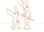  2017 anthro beverage_can canine clothed clothing disney duo female finnick fox gun hand_in_pocket holding_object holding_weapon judy_hopps lagomorph male mammal monochrome orange_and_white rabbit ranged_weapon shotgun simple_background tggeko weapon white_background zootopia 