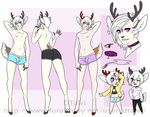  anthro antlers butt cervine collar deer dtalvi girly horn looking_at_viewer male mammal model_sheet smile solo teeth 