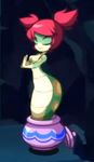  1girl animated animated_gif blue_eyes breasts dancing lamia monster_girl pot red_hair shantae shantae:_half-genie_hero shantae_(series) short_twintails slit_pupils solo tuki_(shantae) twintails yellow_sclera 