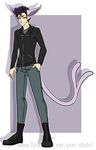  animal_humanoid cat_humanoid clothed clothing dtalvi feline hair humanoid male mammal simple_background smile solo standing 
