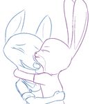  2017 anthro arctic_fox canine clothed clothing disney duo eyes_closed female female/female fox hug judy_hopps kissing lagomorph mammal rabbit restricted_palette simple_background skye_(zootopia) tggeko white_background zootopia 