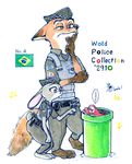  badge belt black_fur black_nose brazil bulletproof_vest button_(disambiguation) canine claws clothing cotton_tail disney duo female flag flower fox fur gloves_(marking) green_eyes grey_fur half-closed_eyes hat human inner_ear_fluff invalid_tag judy_hopps lagomorph long_ears male mammal mario mario_bros markings necktie nick_wilde nintendo orange_fur paws pink_nose plant police_uniform purple_eyes rabbit size_difference smile tall text tube uniform video_games white_fur zootopia 一膳 