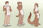  anthro blueballs clothing hoodie male mammal mustelid sequence solo transformation weasel 