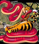  ! abdominal_bulge anthro bell big_breasts breasts coiling duo_focus feline female feral fur group hypnofood imminent_vore mammal reptile scalie snake striped_fur stripes thick_thighs tiger voluptuous vore 
