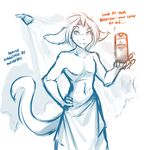  basitin clothed clothing dialogue ears_back english_text eye_scar looking_at_viewer male mammal monochrome nickolai_alaric partially_clothed scar shampoo shower simple_background sketch smile smirk solo text tom_fischbach topless towel twokinds wet white_background 
