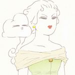  2016 anthro bare_shoulders cartoon_network clothing cloud daughter digital_media_(artwork) dress duckface ear_piercing female floating hair humanoid junyoi lipstick long_hair makeup masami_yoshida mother parent piercing pose simple_background the_amazing_world_of_gumball white_hair young yuki_yoshida 