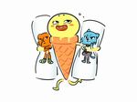  2017 anthro body_pillow cartoon_network cat clothed clothing darwin_watterson dessert digital_media_(artwork) feline female fish food gumball_watterson humanoid ice_cream invalid_tag junyoi male mammal marine open_mouth pillow sarah_g_lato simple_background smile sweat the_amazing_world_of_gumball tongue walking young 