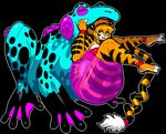  amphibian anthro anthro_on_feral bestiality feline female feral frog fur green_eyes hypnofood long_tail mammal oral_vore sascha size_difference story story_in_description striped_fur stripes thick_thighs tiger tungue vore 