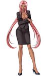  1girl areola_slip areolae black_background blush breasts business_suit cleavage collarbone contemporary crossed_arms dark_skin female formal game_cg hair_intakes hands head_tilt hips ingrid_(taimanin_asagi) kagami_hirotaka large_breasts lilith-soft lipstick long_hair looking_at_viewer makeup mole no_bra no_shirt pink_hair shiny shiny_hair shiny_skin simple_background solo standing suit taimanin_(series) taimanin_asagi taimanin_murasaki very_long_hair yellow_eyes 