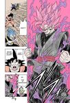  1girl 5boys blue_hair comic dragon_ball_super earrings epic gokuu_black green_skin grey_eyes grin jewelry mai_(dragon_ball) multiple_boys official_art pink_hair pointy_ears son_gokuu spiked_hair super_saiyan_blue super_saiyan_rose toyotaro trunks_(dragon_ball) vegeta zamasu 