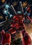  3d absurdres asteroid battle bazooka_(gundam) beam_rifle commentary_request damaged derivative_work dirty dual_wielding energy_gun explosion gelgoog guncannon gundam highres holding machinery mecha mecha_focus mobile_suit mobile_suit_gundam realistic robot rx-78-2 science_fiction severed_torso shoulder_cannon space thrusters weapon zaku_ii zandan_zero_to_na!? zero_gravity 