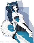  anthro butt canine clothed clothing dtalvi female fur hair looking_at_viewer mammal smile solo standing 