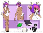  anthro breasts cervine deer dtalvi female looking_at_viewer mammal model_sheet nipples nude pussy smile solo 