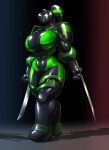 2023 anthro arm_blade aurelia_koda bear big_breasts black_latex breasts clothed clothed_anthro clothed_female clothing drone female gas_mask glistening glistening_latex green_latex hair hi_res huge_breasts latex latex_clothing latex_skinsuit mammal mask multicolored_clothing multicolored_skinsuit muscular muscular_anthro muscular_female polar_bear ponytail skinsuit solo story story_in_description thick_thighs tight_clothing toughset two_tone_clothing two_tone_skinsuit ursine wearing_mask wide_hips