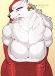 2024 absurd_res anthro armwear bare_shoulders bell_accessory big_breasts biped black_nose blue_eyes breasts canid canine canis chest_tuft christmas christmas_clothing christmas_headwear cleavage clothed clothing colored costume digital_media_(artwork) dress ear_bell ear_piercing elbow_gloves eyelashes eyeshadow female female_anthro fluffy front_view fully_clothed fur fur_trim_(clothing) gloves half-length_portrait handwear hat headgear headwear hi_res holidays huge_breasts inner_ear_fluff kemono leaning leaning_forward looking_at_viewer makeup mammal mane monotone_body monotone_fur navel_outline neck_tuft piercing portrait pupils red_armwear red_clothing red_dress red_elbow_gloves red_gloves red_handwear santa_costume santa_dress santa_hat shaded sigma-d signature simple_background snout solo standing tuft white_body white_ears white_fur white_inner_ear white_inner_ear_fluff wide_hips wolf yellow_background