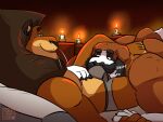  4:3 alex_(madagascar) anthro anthro_on_anthro barazoku bed candle canid canine canis clothing daddy_buck danyredlion domestic_dog dreamworks duo english_text facial_hair feet felid foot_on_back furniture half-closed_eyes hand_on_hand hi_res jewelry lion madagascar_(series) male male/male mammal mane mature_male molosser mountain_dog muscular muscular_anthro muscular_male mustache mutton_chops narrowed_eyes necklace nipples pantherine pecs romantic romantic_ambiance romantic_couple romantic_sex saint_bernard slightly_chubby slightly_chubby_anthro slightly_chubby_male smile sniffing sniffing_clothes tail text underwear underwear_sniffing whiskers 