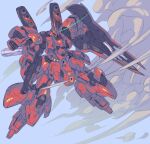  beam_rifle char&#039;s_counterattack commentary_request energy_gun glowing glowing_eye gundam lens_flare machinery mecha mecha_focus mk-5 mobile_suit neo_zeon no_humans one-eyed robot sazabi science_fiction shield smoke weapon 
