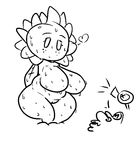  &lt;3 big_breasts breasts female flora_fauna freckles great_sunflower human male mammal mario mario_bros monochrome nintendo plant pussy slightly_chubby super_mario_sunshine thick_thighs unknown_artist video_games wet wide_hips 