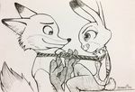  anthro canine disney female fox fur hitsujisorairo judy_hopps lagomorph male mammal nick_wilde rabbit zootopia 