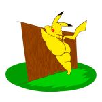  absurd_res ambiguous_gender anthro big_butt butt cleft_tail fence fur grass hi_res mammal nintendo nude pikachu pok&eacute;mon pok&eacute;mon_(species) rodent simple_background solo sweat thick_thighs video_games vun yellow_fur 