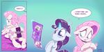  2017 blue_eyes blush censored dialogue dilarus dock duo equine female feral fluttershy_(mlp) friendship_is_magic hair horn levitation looking_back magazine magic mammal my_little_pony pegasus photo_finish_(mlp) pink_hair purple_hair rarity_(mlp) rear_view simple_background underhoof unicorn wings 