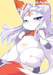  blue_eyes fox furry long_hair silver_hair ukan_muri 