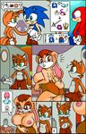  2017 animated anthro areola big_breasts breasts bulge canine clothed clothing comic echidna erect_nipples erection erection_under_clothes female fox group hedgehog huge_breasts knuckles_the_echidna lagomorph male mammal miles_prower monotreme nipples rabbit skimpy sonic_(series) sonic_the_hedgehog terrenslks undressing vanilla_the_rabbit 