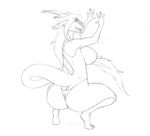  anthro big_butt breasts butt clothed clothing dragon female hair horn side_boob simple_background sketch t3gray topless traditional_media_(artwork) 