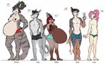  anthro areola barefoot belly big_belly black_hair breasts canine clothed clothing comparison dog feline female fish fox gills hair male mammal marine navel nipples nude pink_hair pregnant red_hair ritts saber-toothed_cat shark simple_background smile spots stripes teeth text underwear 