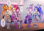  ^_^ aida_mana blonde_hair blue_eyes blue_hair blush boots bow bracelet breasts chair choker cleavage closed_eyes commentary_request cure_ace cure_diamond cure_heart cure_rosetta cure_sword dokidoki!_precure green_choker hishikawa_rikka invisible_chair jewelry kenzaki_makoto long_hair looking_at_another madoka_aguri magical_girl multiple_girls negom orange_hair pink_footwear pink_sleeves ponytail precure purple_hair purple_legwear red_eyes red_hair short_hair side_ponytail sitting small_breasts smile thighhighs translated twintails wrist_cuffs yotsuba_alice 