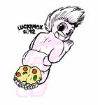  :d anthro butt diaper facebook feet food foot_focus looking_back luckymax2012 mammal nude open_mouth pizza simple_background sketch solo tongue tongue_out white_background 