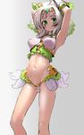  armpits arms_up ass_visible_through_thighs bare_legs blush breasts cameltoe circlet closed_mouth covered_nipples cowboy_shot flower_knight_girl frills frown gradient gradient_background green_eyes grey_background groin looking_at_viewer medium_breasts navel panties sasayuki seri_(flower_knight_girl) short_hair solo underwear white_hair white_panties 
