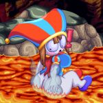 1:1 anyplant088 butt_on_fire female female/female fire glitch_productions humanoid pomni_(tadc) solo the_amazing_digital_circus