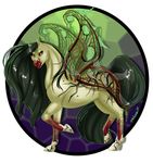  blood equine feral hair horse long_hair looking_at_viewer mammal simple_background solo standing thesolarwinds undead wings 