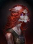  anthro black_gargoyley canine clothed clothing female fur hair looking_at_viewer mammal simple_background solo 