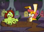 absurd_res anthro areola big_breasts blue_eyes breasts buckteeth container digital_media_(artwork) dreamworks duo exposed_breasts eye_contact eyebrows fairy female fur green_areola green_body green_eyes green_nipples hair hi_res humanoid jar jelly-limos lagomorph leporid looking_at_another mammal messy mud mud_bath mud_covered nipples not_furry nude oak_tree ogre open_mouth orange_body outside plant princess_fiona rabbit red_hair sebaku shrek_(series) smile smiling_at_another smiling_at_partner swamp teeth thick_eyebrows thin_eyebrows tongue tree wam wings