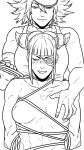  2girls abs archived_source arms_behind_back bdsm biceps blunt_bangs blush bondage bound breasts capcom choker clothed_female_nude_female collarbone domination drill_hair efd eyepatch femdom final_fight flipped_hair grabbing_another&#039;s_breast groping hair_between_eyes han_juri hat highres holding holding_rope lineart looking_back looking_down medium_breasts monochrome multiple_girls muscular muscular_female nipples nude poison_(final_fight) rope sidelocks signature simple_background smile smirk street_fighter street_fighter_v tank_top toned toned_female twin_drills upper_body white_background yuri 