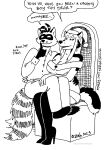 2023 2_tails anthro ashley_heartwood breasts canid canine canis christmas christmas_clothing christmas_headwear cleavage clothed clothing dialogue domestic_dog dress duo english_text facial_markings female fox fur hair hat head_markings headgear headwear herm_(lore) hi_res holidays husky hybrid legwear male male/female mammal markings mask_(marking) monochrome multi_tail nordic_sled_dog procyonid raccoon rick2tails ring_(marking) ringed_tail santa_dress santa_hat spitz striped_markings striped_tail stripes tail tail_markings tegerio text thigh_highs