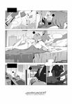  animal_ears ass bed blanket breasts cat_ears comic greyscale highres holographic_interface lying mivit monochrome multiple_girls on_stomach panties preview speech_bubble underwear undressing yuri 