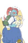  2017 alphys big_breasts blush breast_grab breasts eye_patch eyewear female female/female fish glasses hair hand_on_breast lizard marine nam red_hair reptile scalie tagme text translation_request undertale undyne video_games 