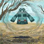  bare_tree bronzong dated day floating highres looking_at_viewer no_humans outdoors oyasuminjyutsu pokemon pokemon_(creature) pokemon_focus rock signature solo tree 