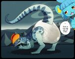 2025 ambiguous_gender angry ass_up biped bipedal_feral breaking_the_fourth_wall censored_text claws clothed clothing dialogue diaper diaper_only dilophosaurid dilophosaurus dinosaur distracted duo embarrassed feral generation_4_pokemon hi_res lanbabbu looking_at_viewer nintendo pokemon pokemon_(species) prehistoric_species pupils raised_tail reptile scalie shinx slit_pupils soiled_diaper solo_focus speech_bubble stink_fumes stink_lines tail theropod topless unclean_diaper used_diaper wearing_diaper