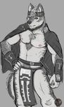  abs canine clothing horkeukamui jaken_wolfy jakensitou male mammal muscular pecs tokyo_afterschool_summoners wolf 