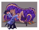 4_eyes anal anal_penetration animal_genitalia animal_penis anthro anthro_on_anthro arm_around_partner arm_around_waist avian avian_feet balls bird blue_body blush blush_lines bodily_fluids brown_body brown_fur brown_hair canid canine canine_genitalia canine_penis canis censored chest_tuft claws clenched_teeth cum cum_drip demon dripping drooling duo eyes_closed fan_character feathers feet from_behind_position fur fur_markings furniture genital_fluids genitals glowing glowing_eyes hair hands_behind_head helluva_boss humanoid_genitalia humanoid_penis hyena interspecies legs_together lying lying_on_sofa male male/male mammal markings mosaic_censorship multi_eye multicolored_body multicolored_fur myu_loust nude on_side on_sofa one_eye_closed open_mouth owl owl_demon penetration penile penile_penetration penis penis_in_ass pupils purple_sofa raised_arm red_eyes red_sclera royalty saliva sex simple_background sofa sofa_sex spread_legs spreading stolas_(helluva_boss) sweat sweatdrop tail tail_feathers talons teeth toe_claws toes tuft white_pupils