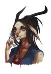  antelope anthro antlers black_gargoyley clothed clothing ear_piercing female gazelle hair horn looking_at_viewer mammal piercing solo toothpick 